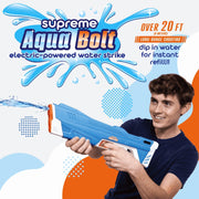 Supreme Silent Sports Aqua Bolt Electric Water Blaster, Rechargeable Battery, 20 ft Range, Blue and Orange