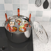 IAJXWI Pasta Cooker Insert Set, Stainless Steel, 5 Strainer Baskets, Multipurpose Kitchen Tool for Noodles, Dumplings, Vegetables, Silver