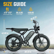 TST Electric Mountain Bike, 750W Geared Hub Motor, 20x4-Inch Fat Tires, Full Suspension, Mechanical Disc Brakes, 48V 15AH Battery, 28MPH Pedal-Assist, R002
