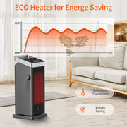 ALROCKET 1500W Ceramic Space Heater, 90 Oscillating, Remote Control, Thermostat, Black, AK-QN18