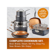 Gotham Steel 1922 20-Piece Aluminum Ti-Ceramic Nonstick Cookware and Bakeware Set - Graphite