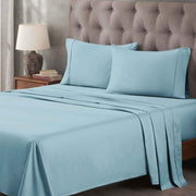 Luxor Treasures Superior Egyptian Cotton Blend Sheet Set, 400 Thread Count, Deep Pocket, Light Blue, Queen