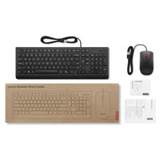 Lenovo Essential Wired Keyboard and Mouse Combo, Spill-Resistant Membrane Keyboard, Quiet Island-Style Keys, Microsoft Copilot Key, Ambidextrous Optical Mouse 1600 DPI, Black