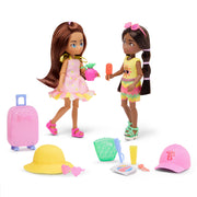 Battat HB71003 Hey Bestie Jasmine & Makayla Travel Doll Set, 21 Piece
