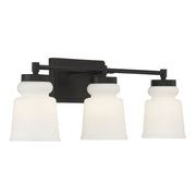 Meridian Trade Winds Faye 3-Light Bathroom Vanity Light, Brushed Nickel Finish, Milk Glass Shades, 24 in, M80058BN