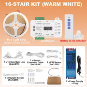 Lanxee Intelligent Motion Sensor Stair Light System, 20-Step Cold White 6000K, Smart PIR Indoor Staircase Lighting Kit with COB LED Strip
