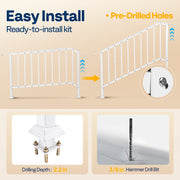 SPECSTAR 2-Pack Outdoor Stair Handrails, Galvanized Steel, Curved Ends, Safety Balusters, White, 5 Steps, VH1944