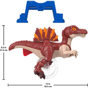 Fisher-Price Imaginext Jurassic World Sprinting Spinosaurus Dinosaur Toy with Trigger-Activated Movement, Realistic Spiny Fin, 9 Inch, Multi