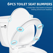 ROSYNEY Elongated Toilet Seat with Soft-Close Hinges, Quick-Release, Non-Slip Pads, White