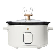 Beautiful 6 Qt Programmable Slow Cooker, Five Preset Functions, Digital Timer, Steel Lid Holder, Oyster Grey and White Icing