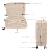 GForce 3 Piece Expandable Rolling Luggage Set, Ivory, Hard Shell, Spinner Wheels, Telescopic Handle, 20