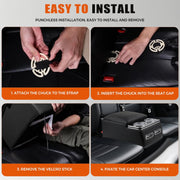 WheelX Car Center Console, Universal Rear Bench Seat Organizer with Cup Holder, Phone Holder, Padded Armrest, Black