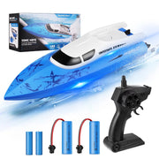 Zacro RC Battery-Powered Remote Control Boat, High-Speed 20+ MPH Racing, Blue, 2 Rechargeable Batteries, RH727