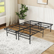 HAIMULI Full Metal Foldable Bed Frame, Heavy Duty Steel Platform, 1300 lb Capacity, Black, Full Size