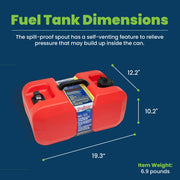 Scepter 10511 6-Gallon Marine Fuel Tank Rectangular Under Seat Gas Container, Red