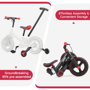 JMMD Toddler Bike 6-in-1 Convertible Balance Bike with Push Handle, Training Wheels, Pedals, Adjustable Seat, Hand Brake, Alloy Steel Frame, 12-Inch EVA Wheels, Orange