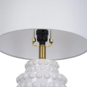 Catalina Lighting My Texas House Hob-Nail Ceramic Table Lamp with White Fabric Drum Shade, Brass Accents, 21 in, 24182-000