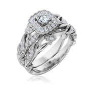 JeenMata RHJGJ1161sbLDWmns5 Round Cut Lab Grown Diamond Wedding Ring Set, Size 7