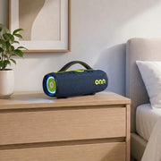 onn Large Rugged Bluetooth Speaker with LED Lighting, IPX7 Waterproof, Floatable, 12 Hours Playtime, Blue