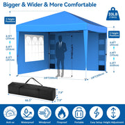 Vecukty VKZH081601GL02 10' x 10' Pop up Canopy Tent with Sidewalls, Gazebo for Patio Outdoor Camping, Blue
