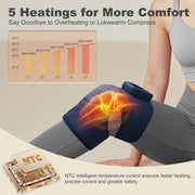 KingPavonini Wireless Knee Massager with Heat and Vibration, 4 Motors, 5 Heating Levels, Blue