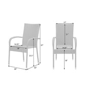 Patio Sense Morgan Outdoor Wicker Stacking Dining Chair Set of 4, Mocha, Steel Powder-Coated Frame, All-Weather Resin Wicker, Lightweight, Stackable, 62664
