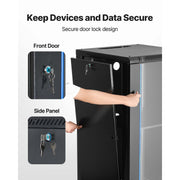 KFFKFF 22U Wall-Mount Network Cabinet, 23.6-Inch Depth, 300 lb Load Capacity, Lockable Tempered Glass Door, Removable Side Panels, SPT-604-22