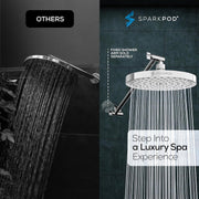 SparkPod Round Rain Shower Head with Adjustable 16in Extension Arm, High Pressure, Polished Chrome, RRSH8+SAE16-C