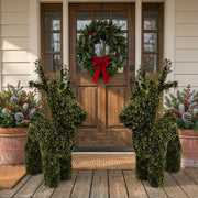 My Texas House Boxwood Deer Topiary Christmas Decoration, Green, 29 in