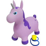Bintiva Children's Unicorn Hopper Ride-On Toy, Purple, Ages 2-5, Exercise Jumping Animal with Free Foot Pump for Core Strengthening