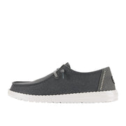 HEYDUDE Wendy Stardust Women's Slip-On Loafers, Sparkling Charcoal Textile Upper with Rhinestone Heel, Lightweight, Adjustable Elastic Laces, Removable Foam Insole, Size 10, 43101