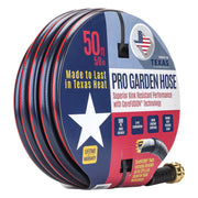Swan Products Heavy-Duty 5/8 in 50 ft Garden Hose with CoreFUSION Technology, Blue with Red Stripe, Ergonomic Aluminum Coupling