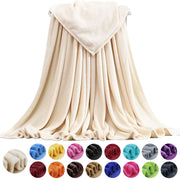 Howarmer M5TZ13M0251-1 Large Off-White Fleece Blankets, Off-White, 90x108 Inches - King