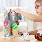 Melissa & Doug Swirl and Serve Ice Cream Play Set, Wooden Two-Color Soft Serve Dispenser, 8-Piece Pretend Play Toy, 50597