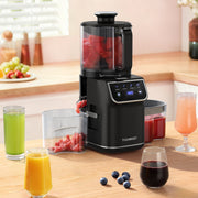 TUUMIIST Masticating Juicer with 6.5 in Wide Feed Chute, Cold Press Slow Juicer, 350W Motor, Stainless Steel Housing, Black, 359BY