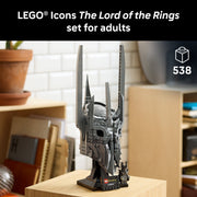 LEGO Icons The Lord of the Rings Sauron's Helmet Building Set, 538 Pieces, Multicolor, Display Model with Sauron Minifigure and Name Plaque, 6588522