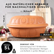 Rmertopf 50 Year Anniversary Roasting Dish, German Made Clay Baker, Non-Stick Surface, Steam-Baking, 5 Liter, Antique Design