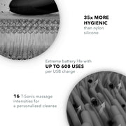 Foreo Luna 3 for Men Silicone Facial Cleansing and Firming Massage Brush, Black, App-Connected, Waterproof, F9694
