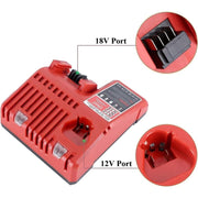 Eagglew 12V 18V Multi-Voltage Battery Charger with Dual-Port Rapid Charging and LED Indicator, Compatible with MilWaukee 48-59-1812
