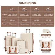 Travelhouse TH6608-6WH 6 Piece Hardshell Luggage Set Hardside Lightweight Suitcase with TSA Lock Spinner Wheels, White