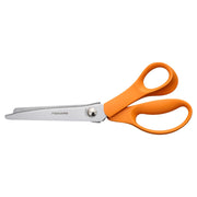 Fiskars 8-Inch Pinking Shears with Pointed Tip, Precision-Ground Stainless Steel Blades, Ergonomic Orange Handle