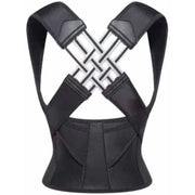 Pukitry Posture Corrector with Fiberglass Support, Adjustable Shoulder Straps, Breathable Mesh, Black, Size L