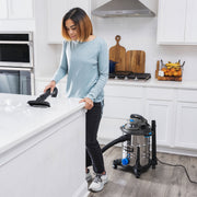 HART 8 Gallon Wet/Dry Vacuum, 6 Peak HP Motor, Stainless Steel Tank, Convertible to Blower, On-Board Storage, 17 ft Cleaning Reach