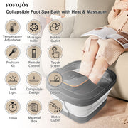 FOFOJY Collapsible Foot Spa Bath with Heat and Massage Roller, Bubble, Temperature Control, Remote Control