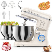 Patbrela Stand Mixer with 5.5QT Stainless Steel Bowl and Extra 3.5QT Bowl, 10-Speed Tilt-Head Kitchen Mixer with Dough Hook, Beater, Whisk for Baking SM001