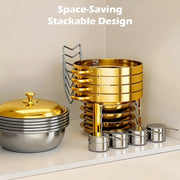 Catgood Round Half-Gold Plated Stainless Steel Buffet Chafing Dish Set, 5.3 Qt Capacity, 4-Pack, Mirror Finish, BI0025-ST-4PK