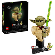 LEGO Star Wars Attack of the Clones Yoda Bust Building Set with Lightsaber, Display Stand, 399 Pieces, 75438