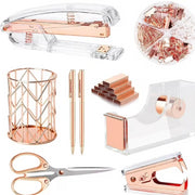 ZeenArt Stationery Set with Rose Gold Desktop Acrylic Stapler