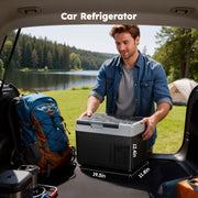 Simzlife 12V Car Refrigerator, 12QT Electric Cooler with Handle, Dual Power DC/AC, -4F to 68F Temperature Range, Compact Black Fridge for RV Camping Travel Truck CF028-12BL