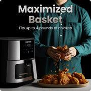 Chefman TurboFry Easy-View 8-Quart Stainless Steel Air Fryer, Digital Controls, Nonstick Basket, RJ38-SS-8TW